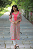 Grey and Pink  Cotton Kurti