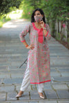 Grey and Pink  Cotton Kurti
