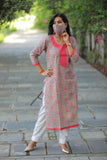 Grey and Pink  Cotton Kurti