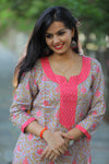 Grey and Pink  Cotton Kurti