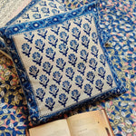 Royal Blue - Hand Block Printed Cushion Covers (16 X16 Inch; Set of 5)