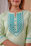Pastel green Suit with Cotton Shibori Dupatta