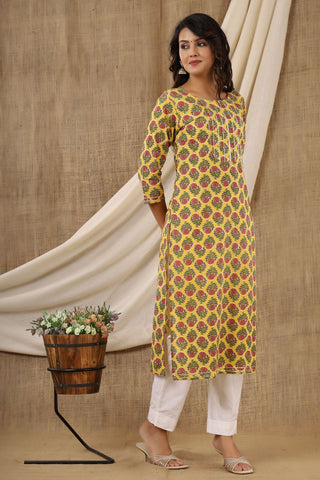 Yellow spring Cotton Kurti