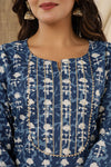 Navy Blue with White Bells Cotton Kurti