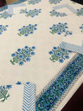 Lovely Orchid Cotton Handblock Printed 6 seater Dining table cover with 6 full printed Napkins