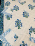Lovely Orchid Cotton Handblock Printed 6 seater Dining table cover with 6 full printed Napkins
