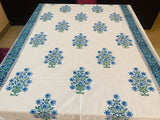 Lovely Orchid Cotton Handblock Printed 6 seater Dining table cover with 6 full printed Napkins