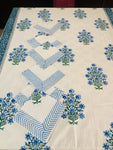 Lovely Orchid Cotton Handblock Printed 6 seater Dining table cover with 6 full printed Napkins