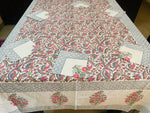 Shalimar Bagh Cotton Handblock Printed 6 seater Dining table cover with 6 full printed Napkins