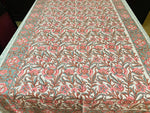 Ferozi Peach Mix Cotton Handblock Printed 6 seater Dining table cover with 6 full printed Napkins
