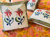 Mehndi Bagh - Hand Block Printed Cushion Covers (16 X16 Inch; Set of 5)