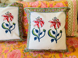 Mehndi Bagh - Hand Block Printed Cushion Covers (16 X16 Inch; Set of 5)