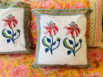 Mehndi Bagh - Hand Block Printed Cushion Covers (16 X16 Inch; Set of 5)