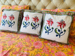 Mehndi Bagh - Hand Block Printed Cushion Covers (16 X16 Inch; Set of 5)