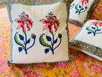 Mehndi Bagh - Hand Block Printed Cushion Covers (16 X16 Inch; Set of 5)