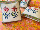 Mehndi Bagh - Hand Block Printed Cushion Covers (16 X16 Inch; Set of 5)