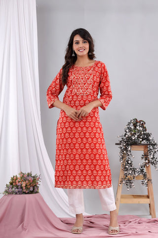 Tomatoe Red Cotton Kurti