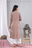 Olive green with Pink flowers Cotton Kurti