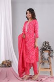 Rani Bhandhej Cotton Suit with Cotton Dupatta