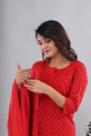Red Mirchi Cotton Suit with Cotton Dupatta