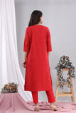 Red Mirchi Cotton Suit with Cotton Dupatta