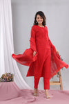 Red Mirchi Cotton Suit with Cotton Dupatta