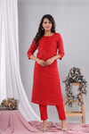 Red Mirchi Cotton Suit with Cotton Dupatta