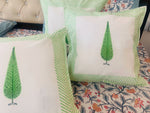 Green Motifs- Hand Block Printed Cushion Covers (16 X16 Inch; Set of 5)