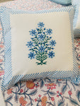 Blue orchids - Hand Block Printed Cushion Covers (16 X16 Inch; Set of 5)