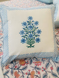 Blue orchids - Hand Block Printed Cushion Covers (16 X16 Inch; Set of 5)