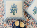 Blue orchids - Hand Block Printed Cushion Covers (16 X16 Inch; Set of 5)