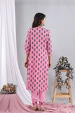 Baby Pink Cotton Suit with ferozi Cotton Dupatta