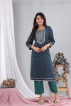 Mehndi Cotton Suit with Cotton Dupatta