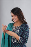 Mehndi Cotton Suit with Cotton Dupatta