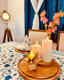 Blue bells Cotton Handblock Printed 6 seater Dining table cover with 6 full printed Napkins