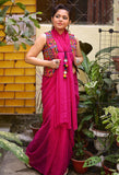 Fuchsia georgette Lehriya saree