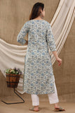 Sage green Floral Cotton Kurti