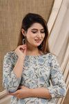 Sage green Floral Cotton Kurti