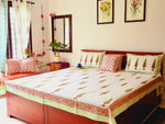Gharonda Green Floral Motifs - Hand Block Printed Double Bedsheet (90 X108 Inch)