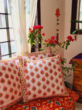 Gharonda Tuti fruity - Hand Block Printed Cushion Covers (16 X16 Inch; Set of 5)