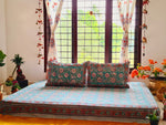 Gharonda Turquoise - Hand Block Printed Double Bedsheet (90 X108 Inch)