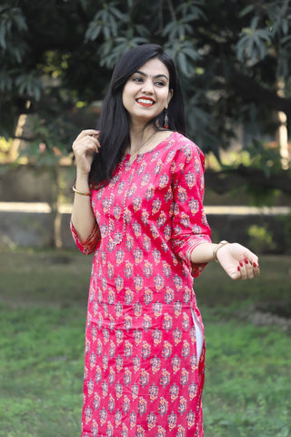 Udaan - Rani Pink Cotton Kurti