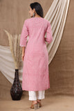Naari Baby Pink Floral  Cotton Kurti