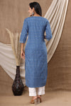 Naari Saphire Blue Floral  Cotton Kurti