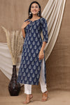 Naari Navy Blue Cotton Kurti