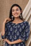 Naari Navy Blue Cotton Kurti