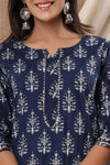 Naari Navy Blue Cotton Kurti