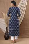 Naari Navy Blue Cotton Kurti