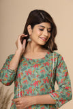 Naari Dark Green Floral  Cotton Kurti