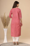 Naari Gajri Floral  Cotton Kurti